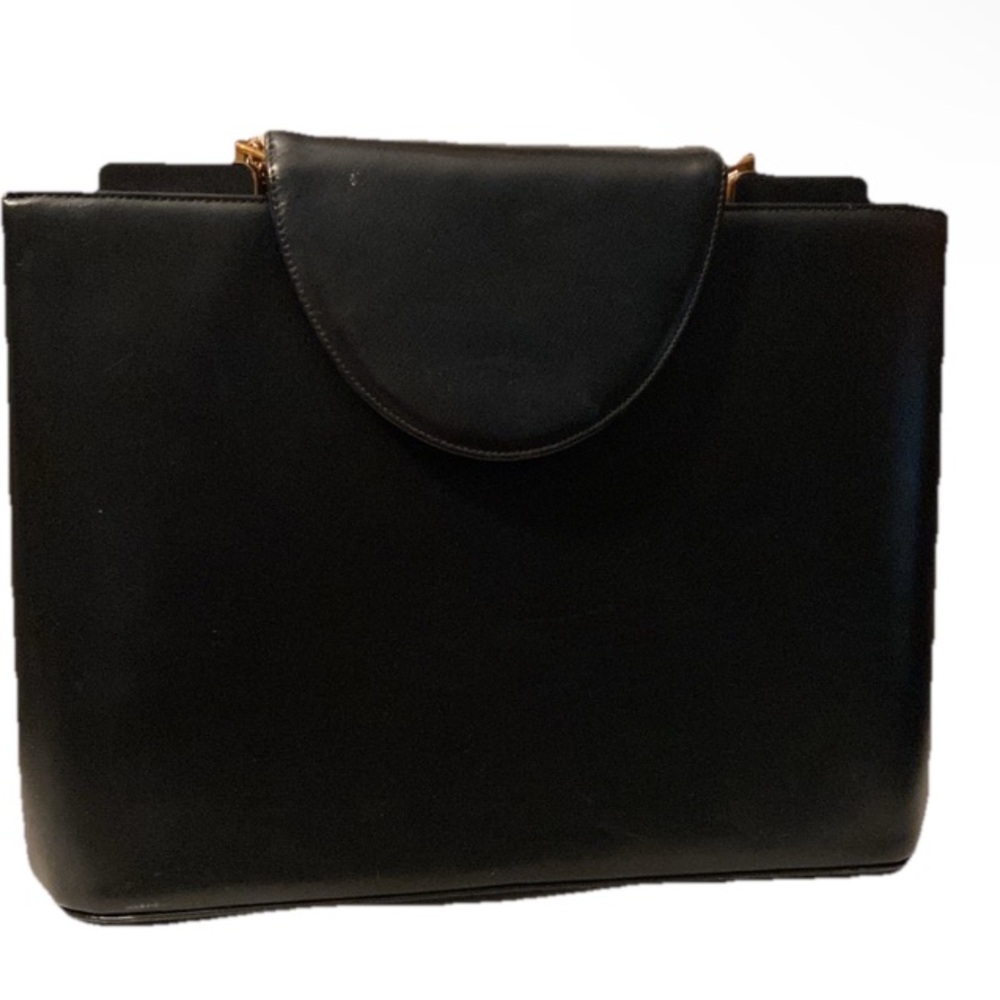BLOCK Black Faux Leather Handbag VTG Antique for Bonwit Teller
